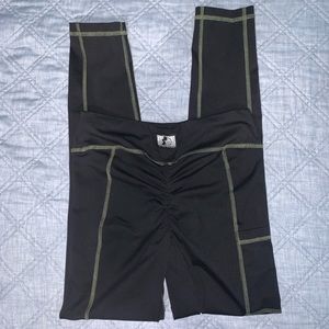 Celestial Bodiez High Waist Obsidian Black Scrunch Butt Leggings w/ Pocket